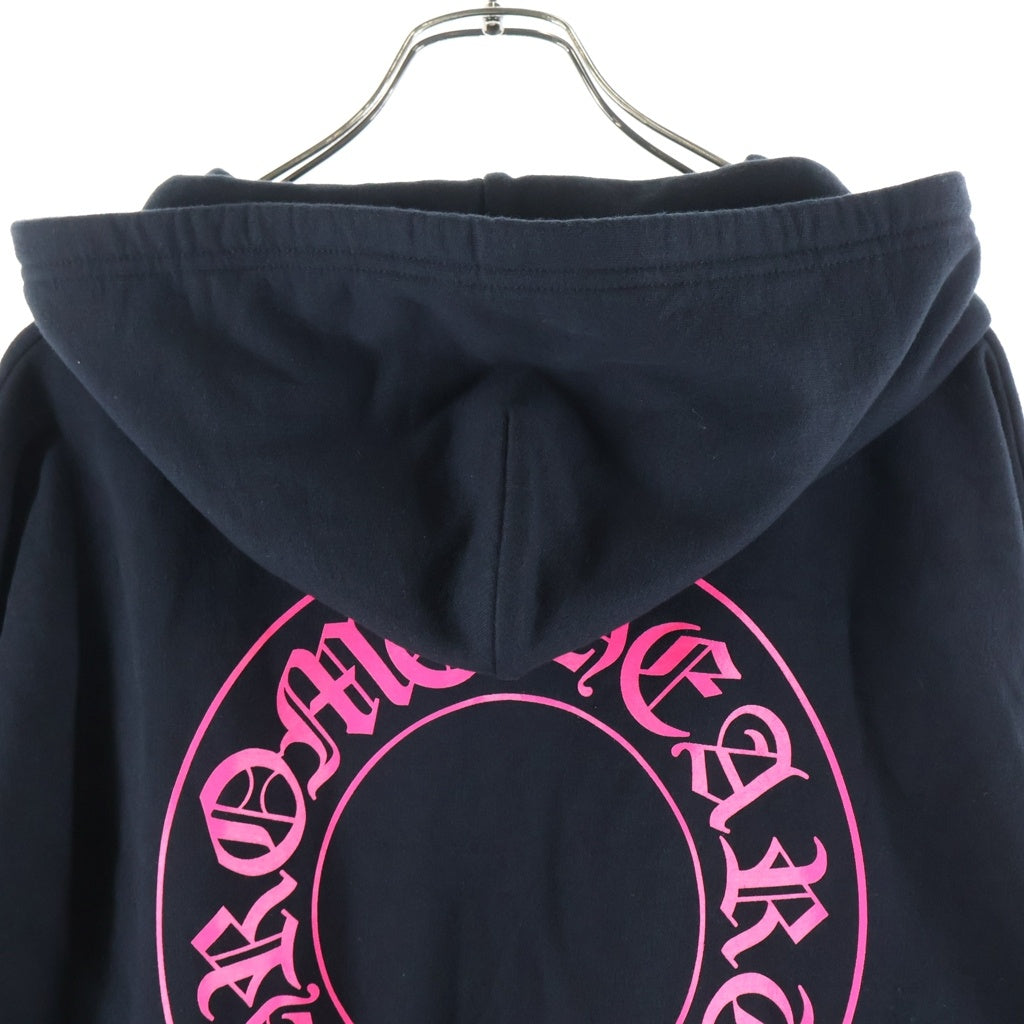 CHROME HEARTS(クロムハーツ) SWTSHRT HD ZIP 袖フローラルバックホースシュープリントパーカー ブラック/ピンク/シルバー