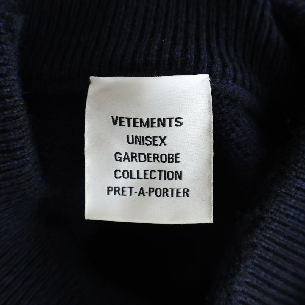VETEMENTS(ヴェトモン) 23SS JESUS LOVES YOU DESTROYED SWEATER デストロイ加工 ニットセーター ネイビー UE63KN200N