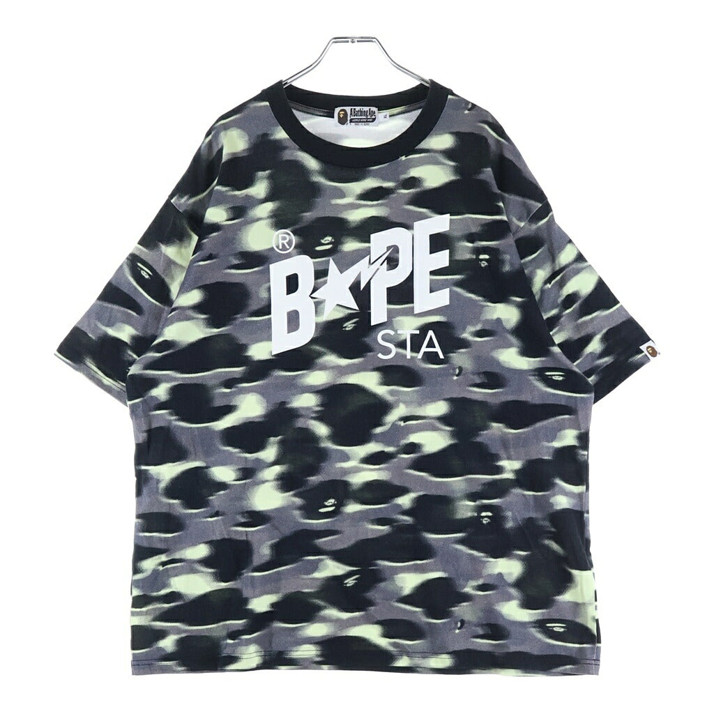 A BATHING APE(アベイシングエイプ) SCREEN CAMO STA LOGO ロゴプリント 半袖Tシャツカットソー ブラック 001CSM301304M