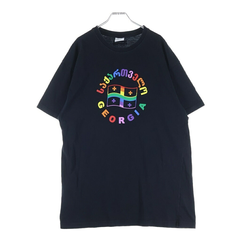 VETEMENTS(ヴェトモン) 19SS FLAG PRINT S/S T-SHIRT フラッグプリント 半袖Tシャツカットソー ブラック USS197069