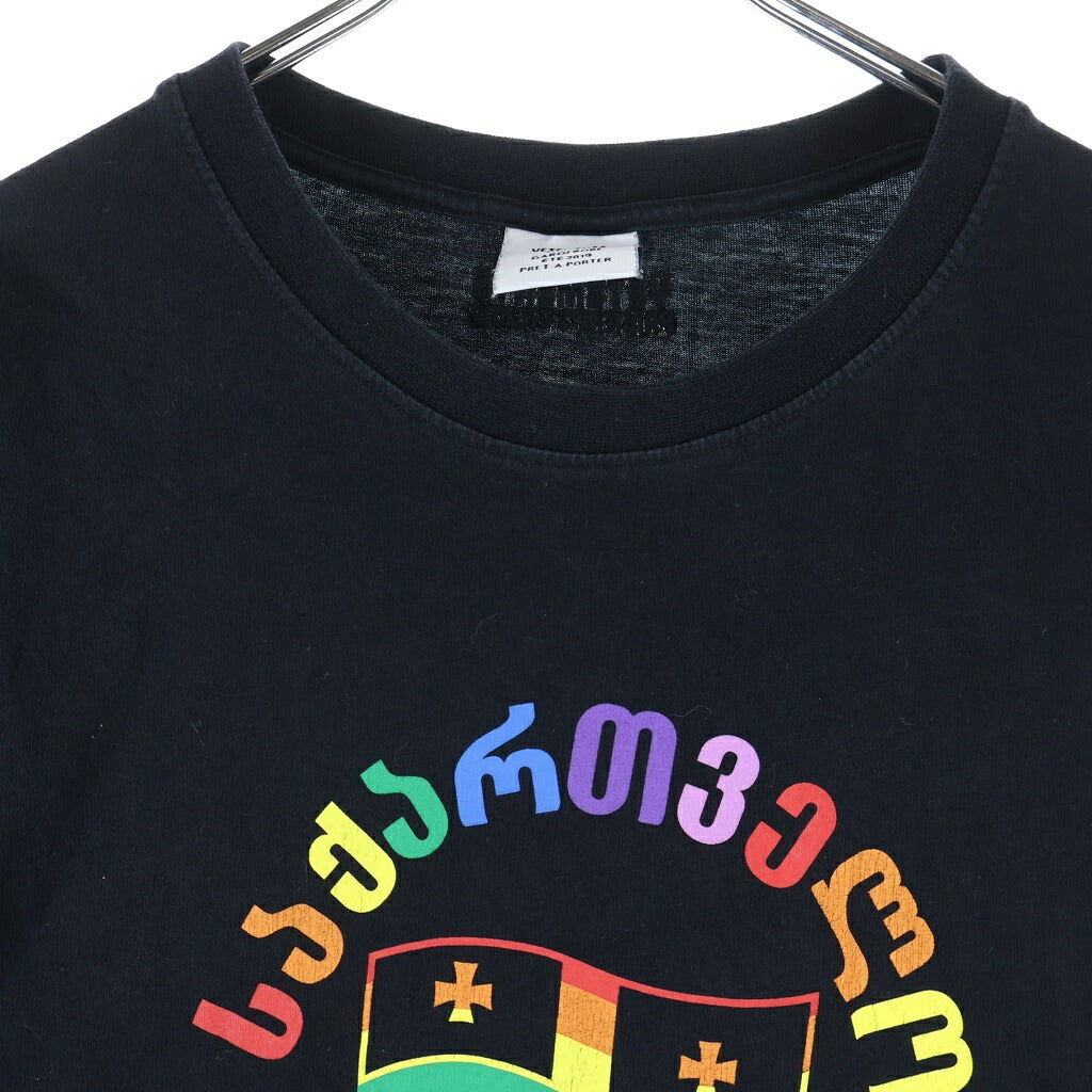 VETEMENTS(ヴェトモン) 19SS FLAG PRINT S/S T-SHIRT フラッグプリント 半袖Tシャツカットソー ブラック USS197069