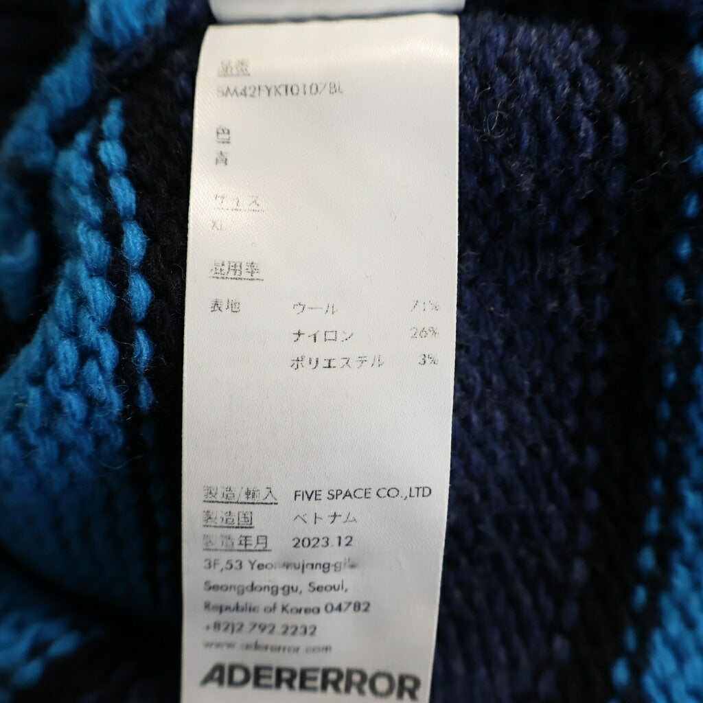 ADER ERROR(アーダーエラー) ボーダー ニットセーター ブルー BM42FYKT0107BL