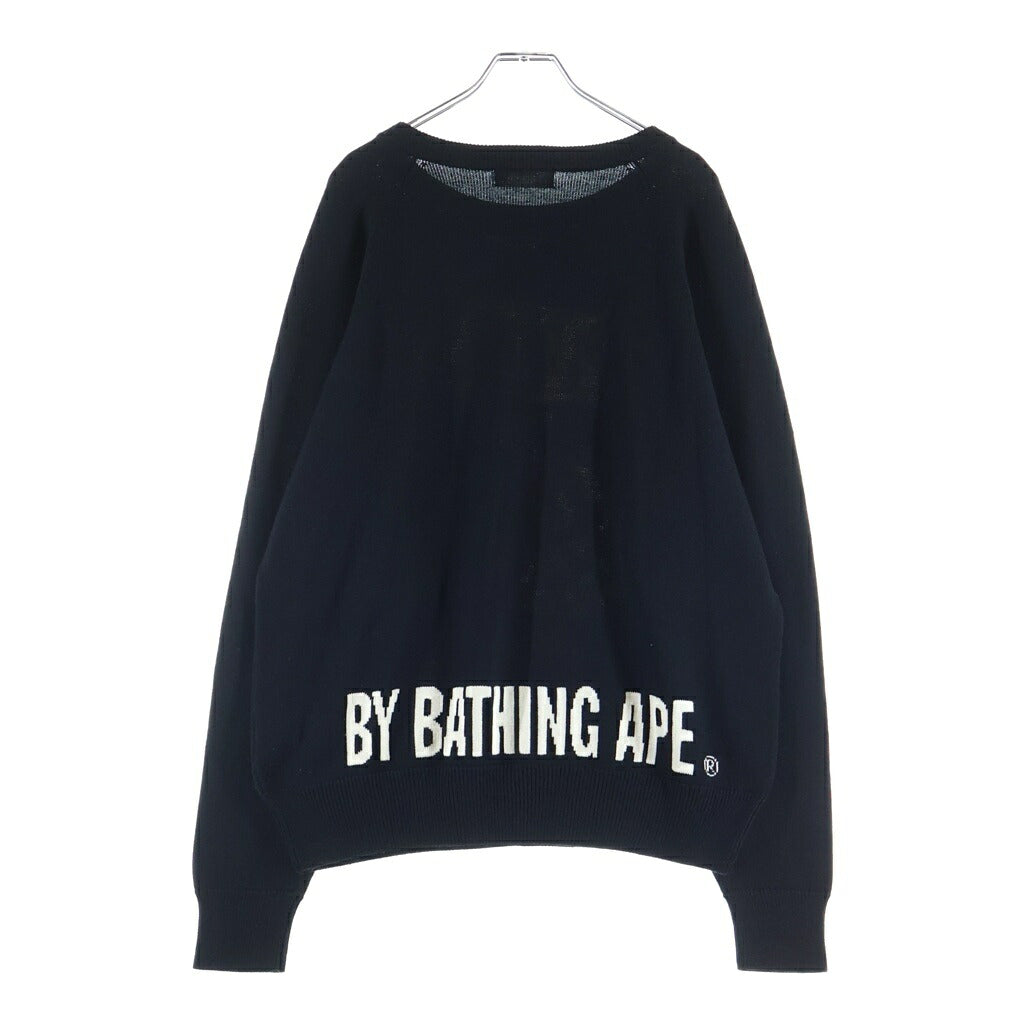 A BATHING APE(アベイシングエイプ) 巨大フェイスロゴ ニットセーター ブラック