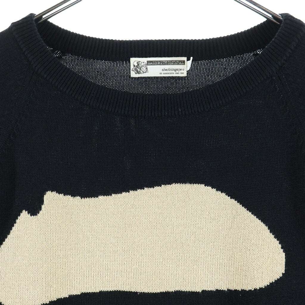 A BATHING APE(アベイシングエイプ) 巨大フェイスロゴ ニットセーター ブラック