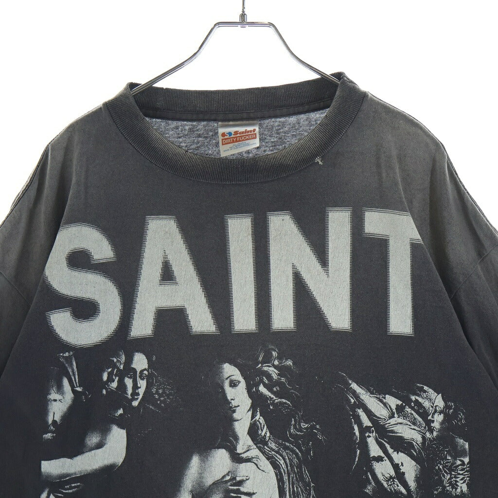 SAINT MICHAEL(セントマイケル) 25AW SS TEE SAINT MARIA BLACK セントマイケル ヴィンテージ加工 半袖プリントTシャツ カットソー グレー SM-HR1-0000-004