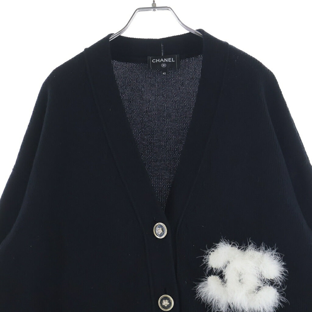 CHANEL(シャネル) フェザーファーココマーク カシミヤニットカーディガン P76116K10969 ブラック