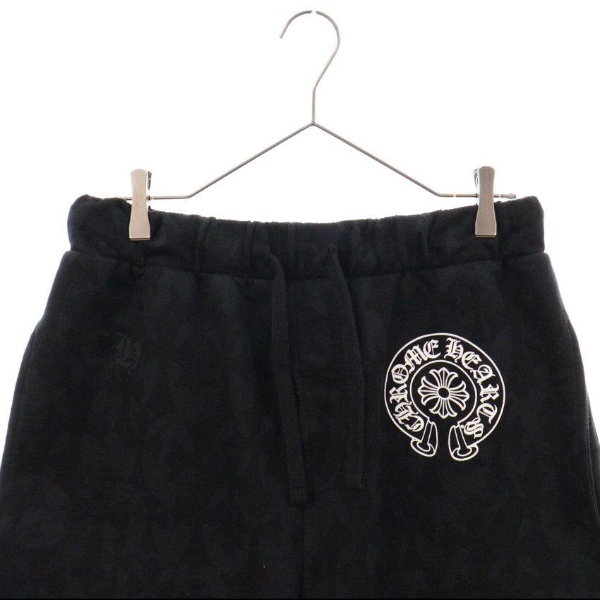 CHROME HEARTS(クロムハーツ) SWEAT PANTS HLF セメタリークロス 総柄スウェットハーフパンツ ブラック