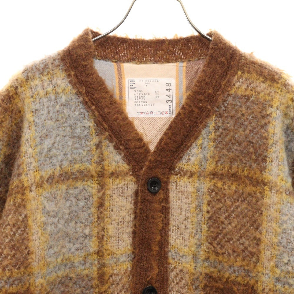 Sacai(サカイ) Plaid Knit Cardigan プレイドニットカーディガン 24-03448M ベージュ