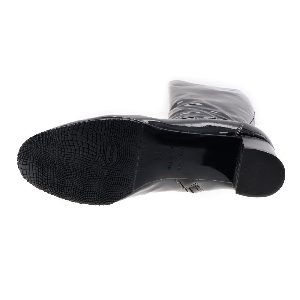 HERMES(エルメス) ケリー金具 パテント サイドジップ ロングブーツ ブラック レディース