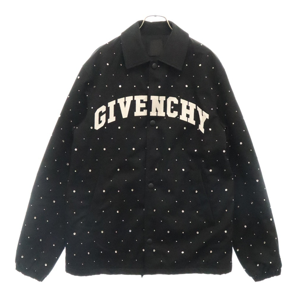 GIVENCHY(ジバンシィ) ストーンビーズ装飾ロゴ刺繍ジップアップジャケット BM013814G1 ブラック