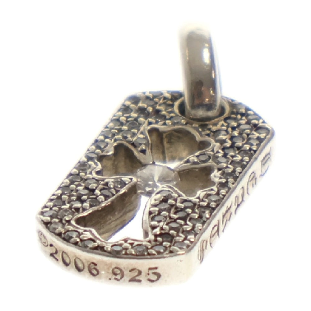 CHROME HEARTS(クロムハーツ) DT TNY CO CRS P/DIA タイニーカットアウトクロスドッグタグ PAVEアフターダイヤ チャーム ペンダントトップ シルバー