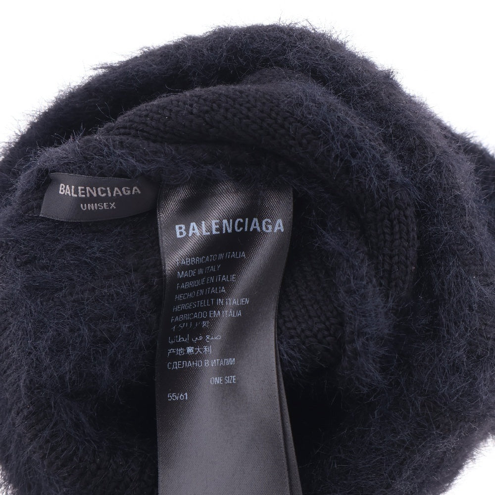 BALENCIAGA(バレンシアガ) シャギーロゴジャガード ニットキャップ ビーニー ブラック 769020 T6230
