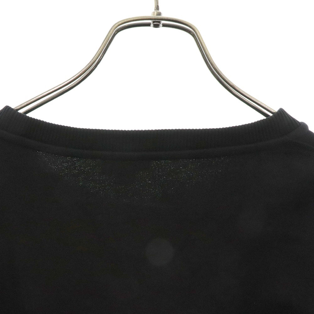 JUST cavalli(ジャストカヴァリ) 18SS コットン フェイクレザー切替 スタッズ クルーネック スウェット トレーナー ブラック S01GU0017 N25157