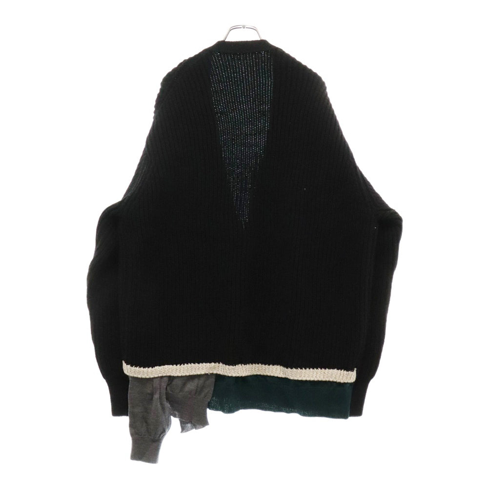 kolor(カラー) 22AW ビッグリブ レイヤード ニットカーディガン 22WCM-N07304 ブラック