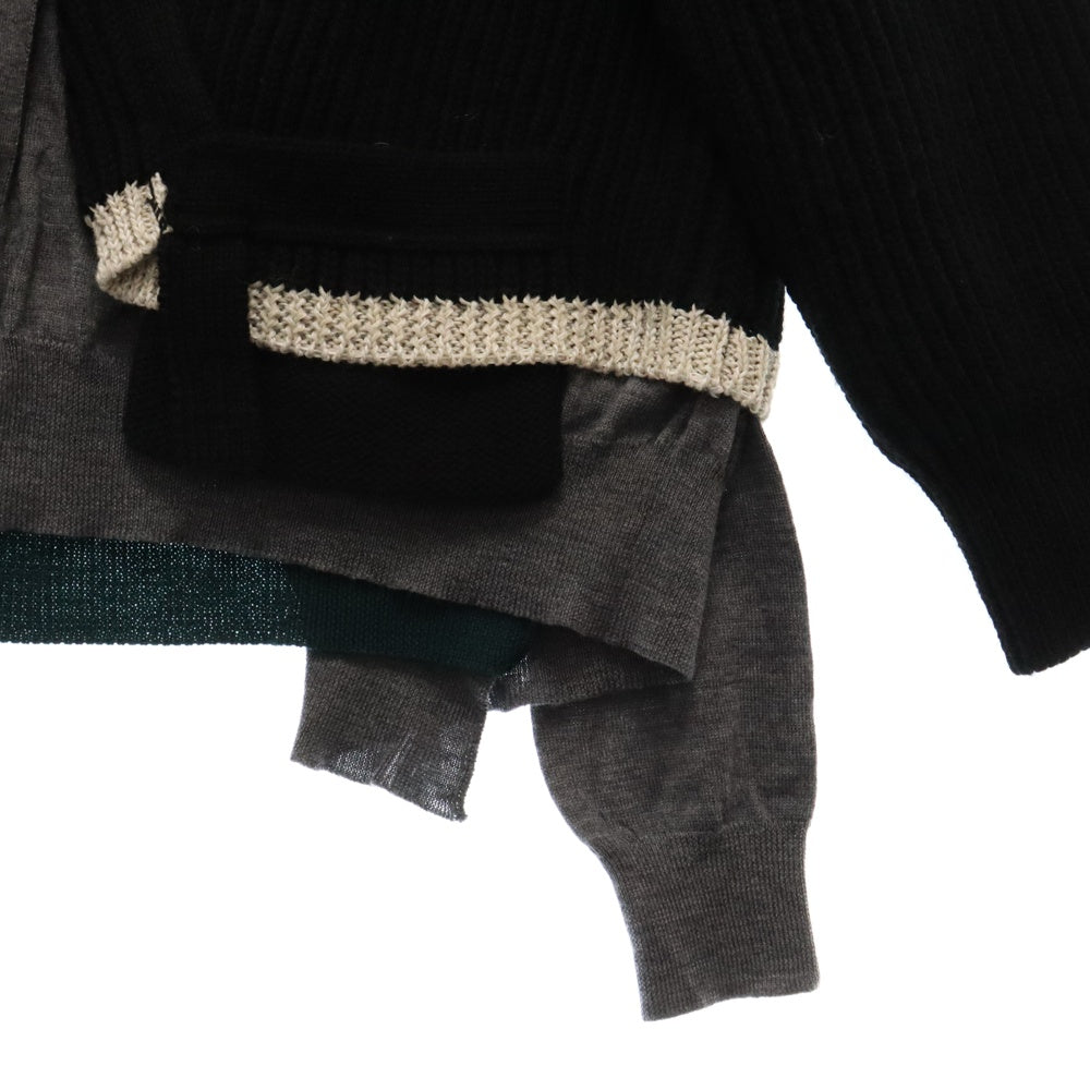 kolor(カラー) 22AW ビッグリブ レイヤード ニットカーディガン 22WCM-N07304 ブラック