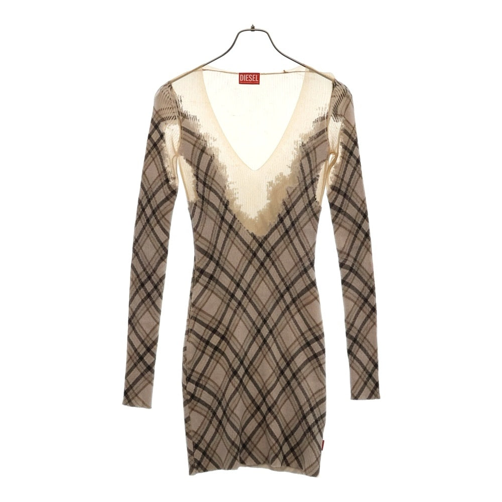 DIESEL(ディーゼル) 24AW Checked mini dress sweat stains チェックミニドレス スウェットステイン ホワイト/グレー