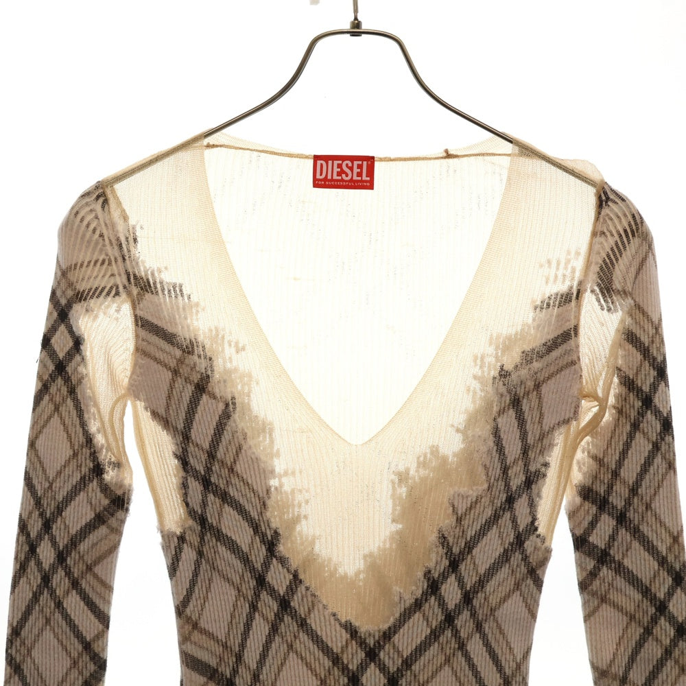 DIESEL(ディーゼル) 24AW Checked mini dress sweat stains チェックミニドレス スウェットステイン ホワイト/グレー