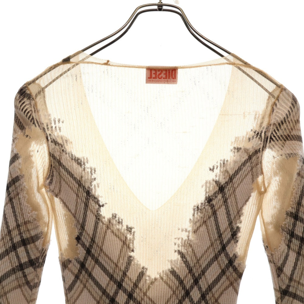 DIESEL(ディーゼル) 24AW Checked mini dress sweat stains チェックミニドレス スウェットステイン ホワイト/グレー