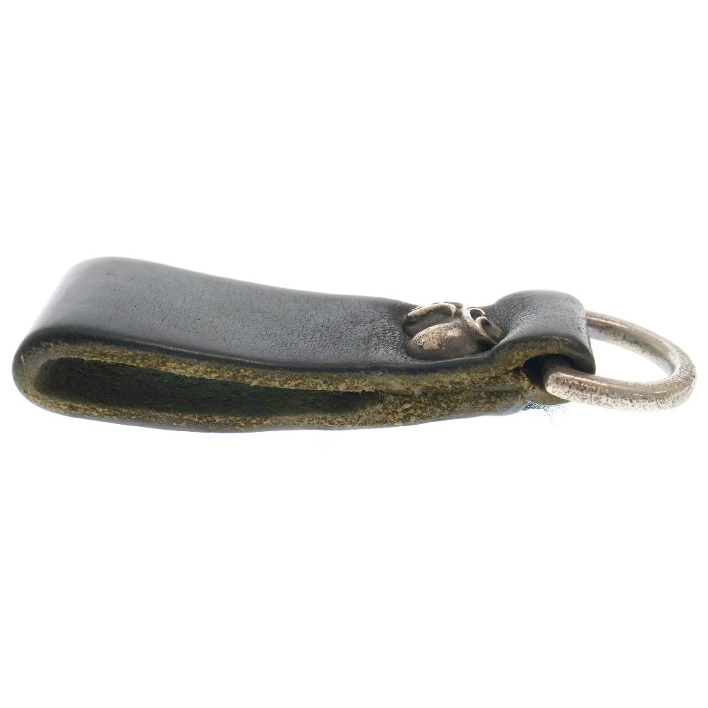 CHROME HEARTS(クロムハーツ) BELT LOOP D RING Dカン ハートボールボタンレザーベルトループ シルバー/ブラック