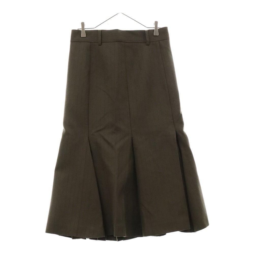 Sacai(サカイ) Chalk Stripe Skirt チョークストライプ ウール 変形スカート カーキ レディース 22-06331