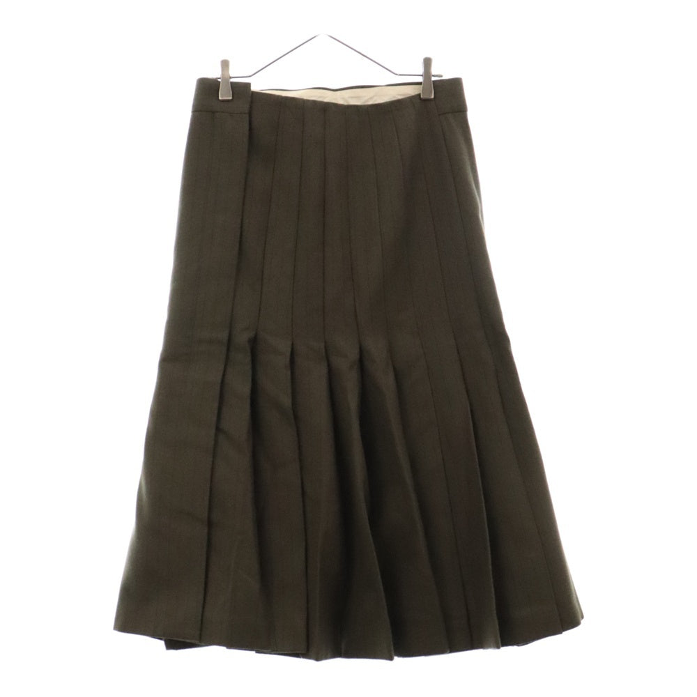Sacai(サカイ) Chalk Stripe Skirt チョークストライプ ウール 変形スカート カーキ レディース 22-06331