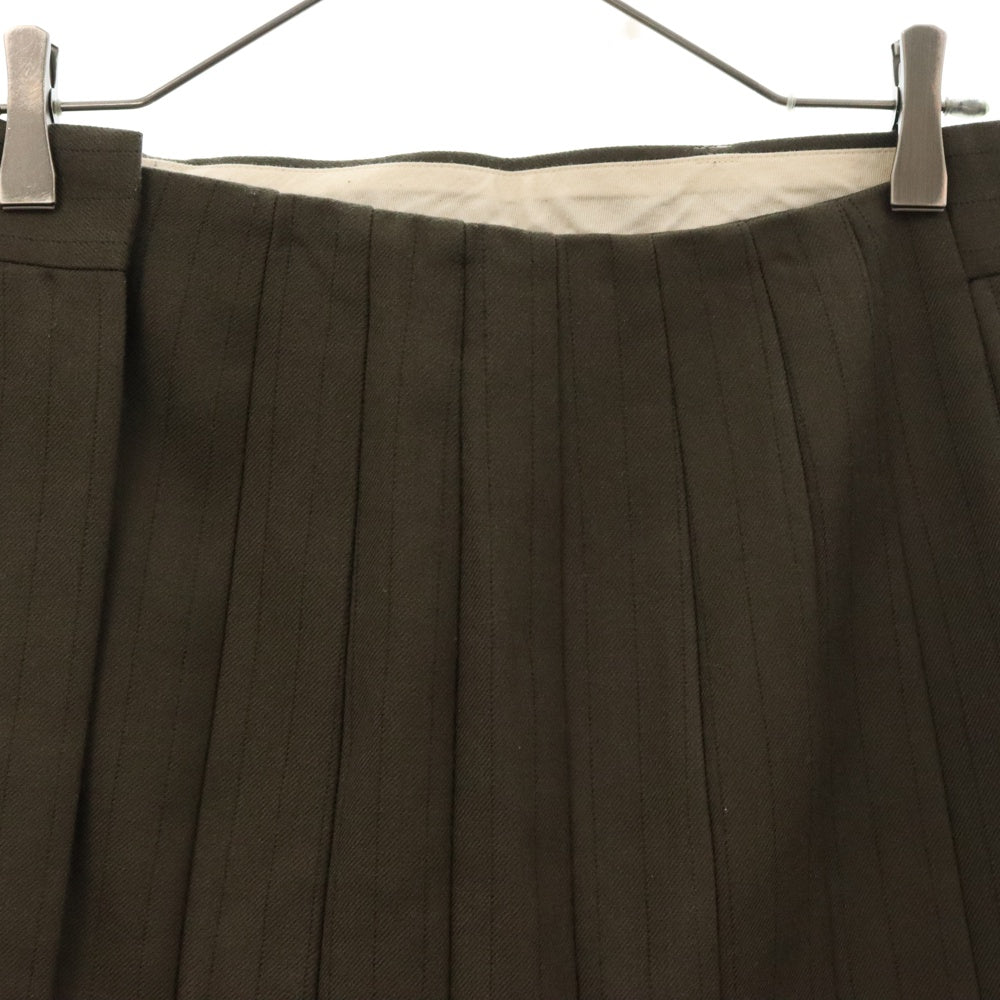 Sacai(サカイ) Chalk Stripe Skirt チョークストライプ ウール 変形スカート カーキ レディース 22-06331