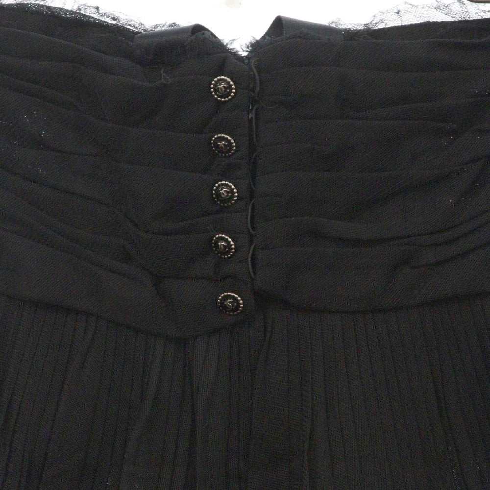 CHANEL(シャネル) ココボタン ナイロン プリーツ フリル リボンワンピース ブラック レディース P31113V21232