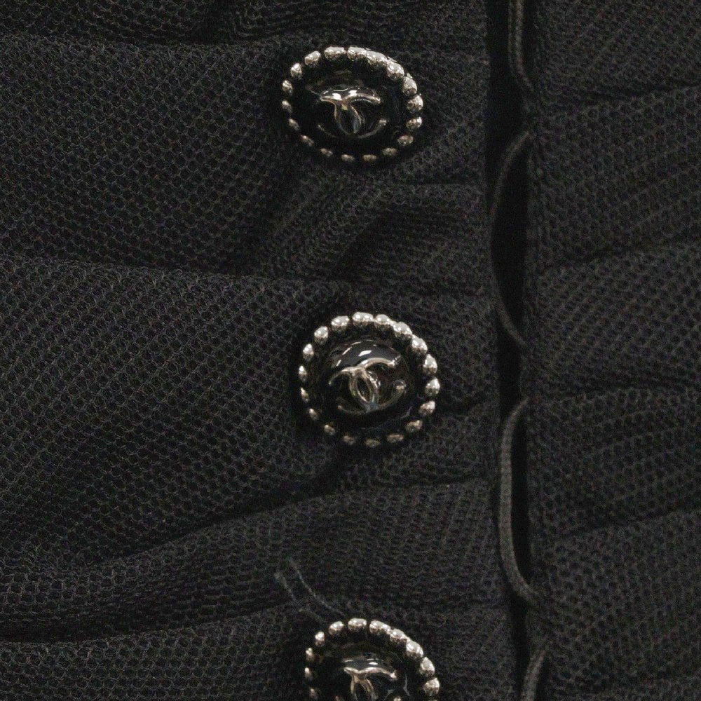 CHANEL(シャネル) ココボタン ナイロン プリーツ フリル リボンワンピース ブラック レディース P31113V21232