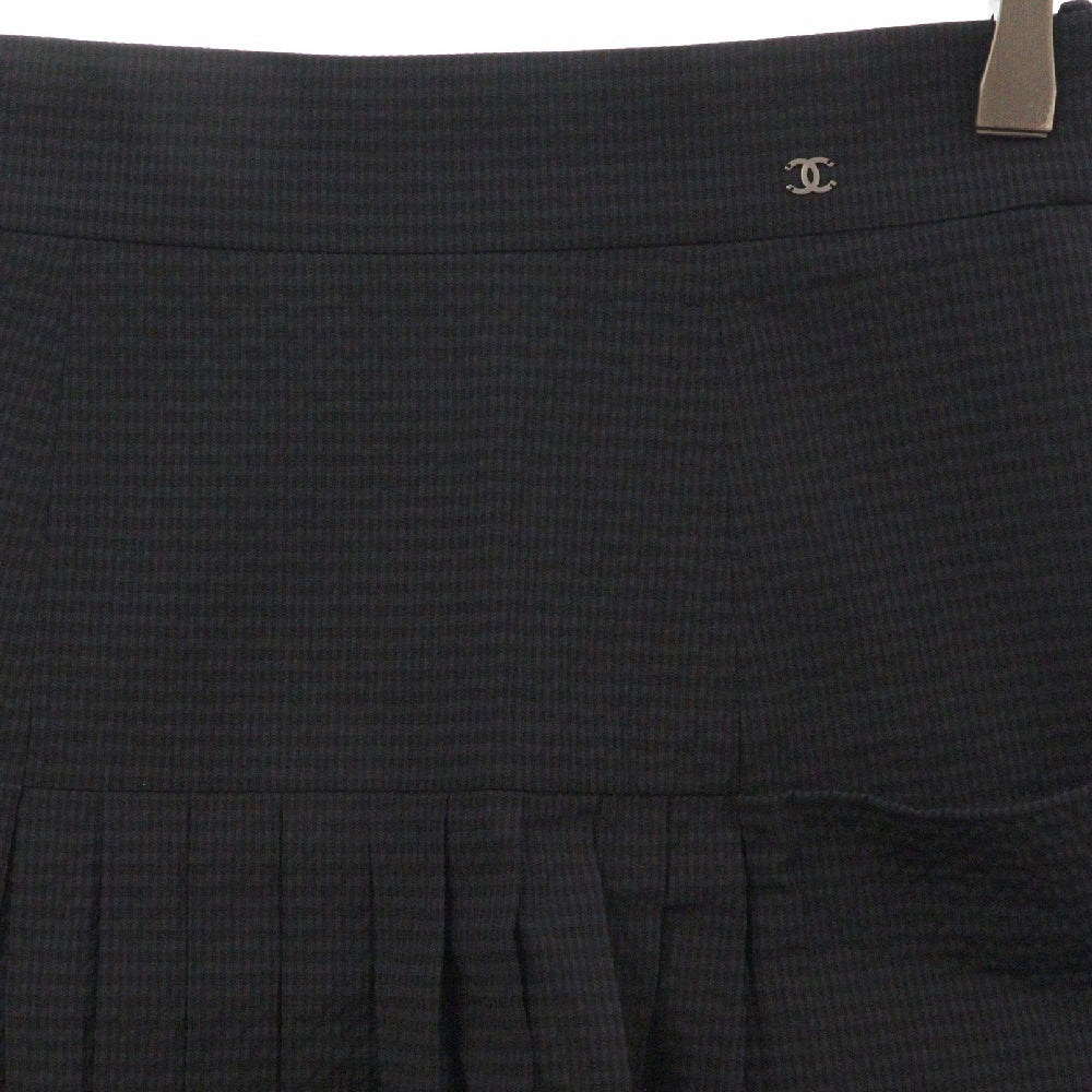 CHANEL(シャネル) 16SS ココマーク シアサッカー プリーツ スカート ネイビー レディース P53426V29267