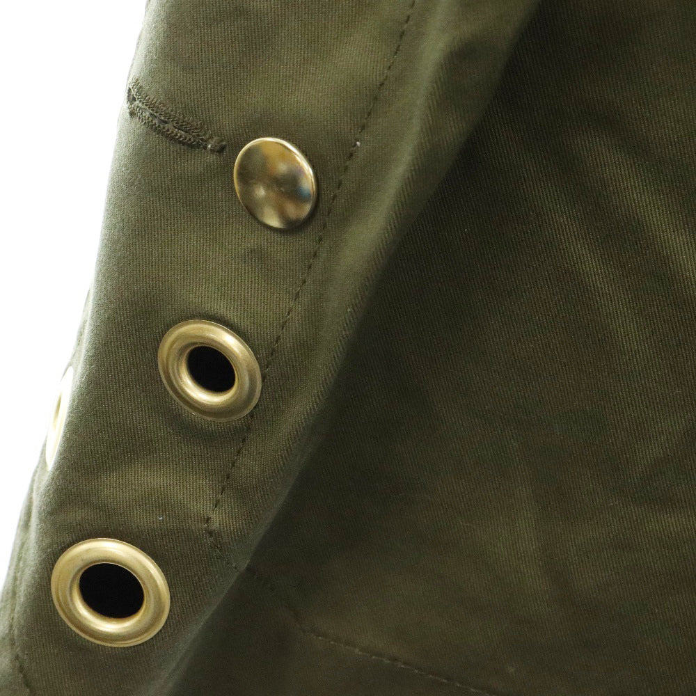 Sacai(サカイ) 19AW ジップフライ スタッズ クロップド ワイド パンツ ブラック/カーキ レディース 19-04414
