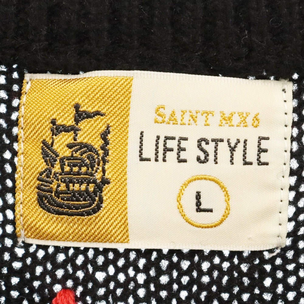 SAINT MICHAEL(セントマイケル) 24AW CP CREW KNT SMILE スマイル ダメージ加工プルオーバーニット セーター SM-YS1-0000-C07 ブラック