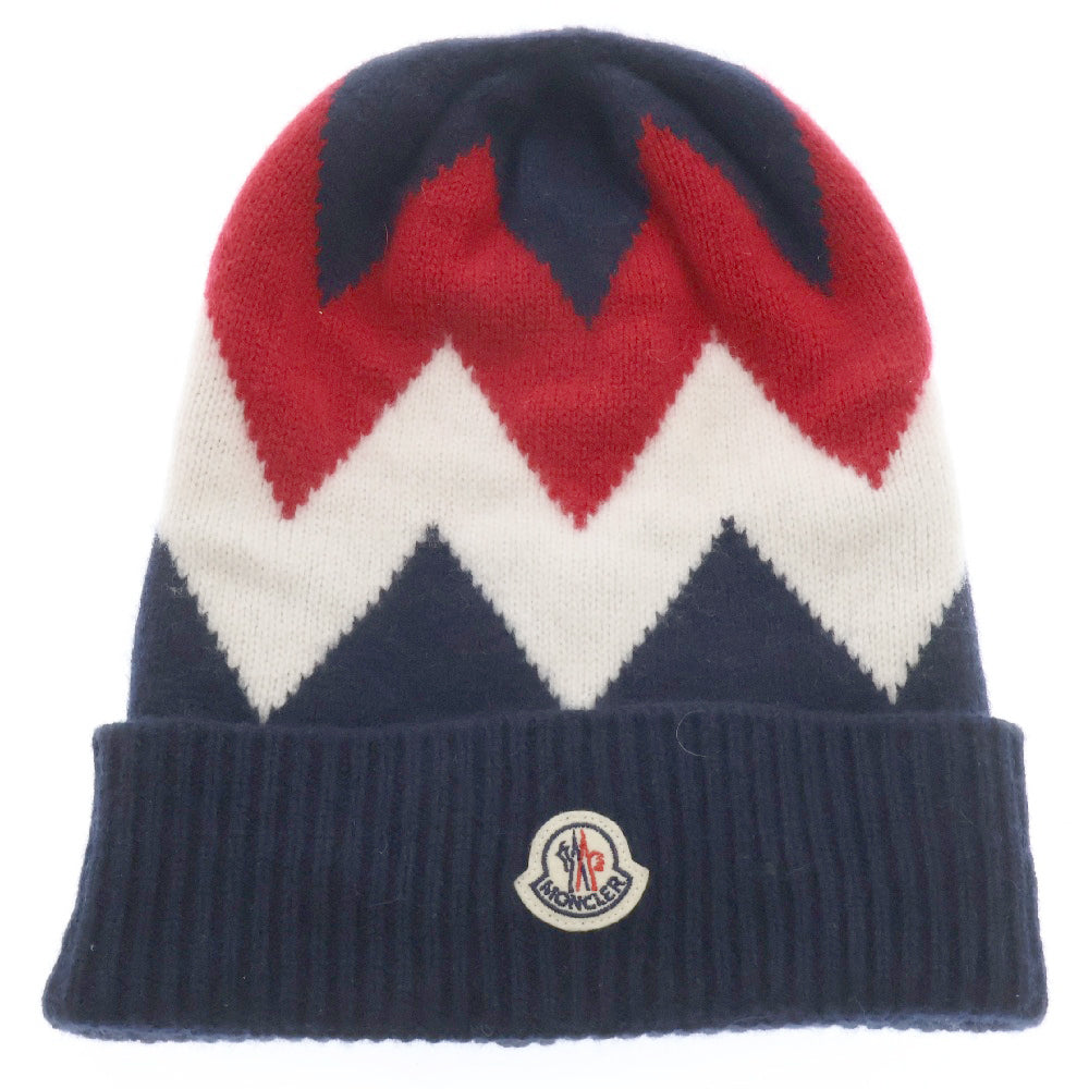 MONCLER(モンクレール) BERRETTO TRICOT D20919922500 959A7 ロゴワッペン付きニット帽子 ネイビー/レッド
