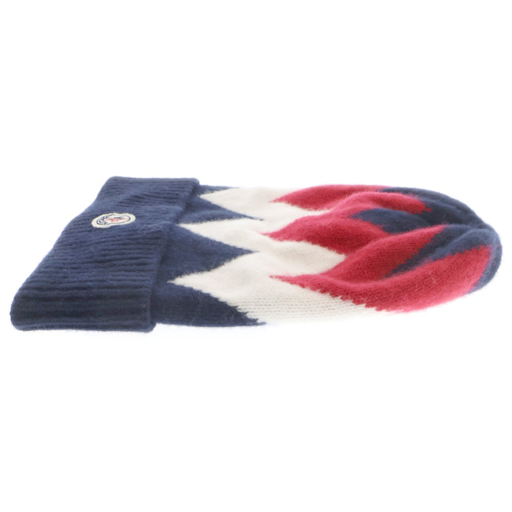 MONCLER(モンクレール) BERRETTO TRICOT D20919922500 959A7 ロゴワッペン付きニット帽子 ネイビー/レッド