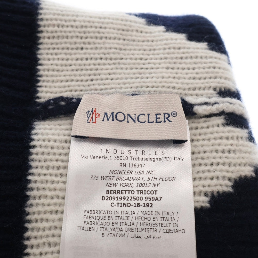 MONCLER(モンクレール) BERRETTO TRICOT D20919922500 959A7 ロゴワッペン付きニット帽子 ネイビー/レッド