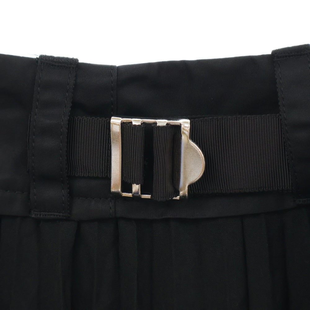 Sacai(サカイ) ギャザー プリーツ ドッキング アシンメトリースカート ブラック レディース 20-04822