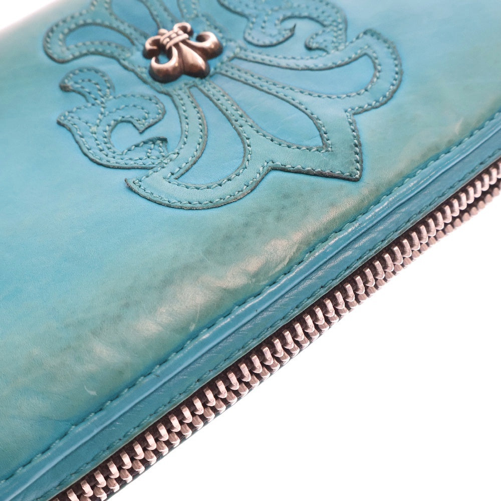 CHROME HEARTS(クロムハーツ) REC F ZIP #2 WALLET BS FLUER BSフレア レザーパッチ ラウンドジップ ウォレット 長財布 ブルー