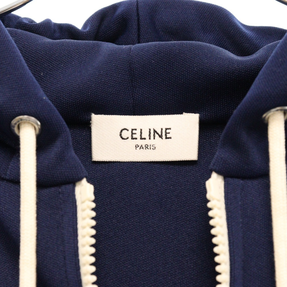 CELINE(セリーヌ) 23AW TRACKSUIT JACKET IN DOUBLE FACE JERSEY フード付きトラックスーツジャケット 2Y58B121O ネイビー