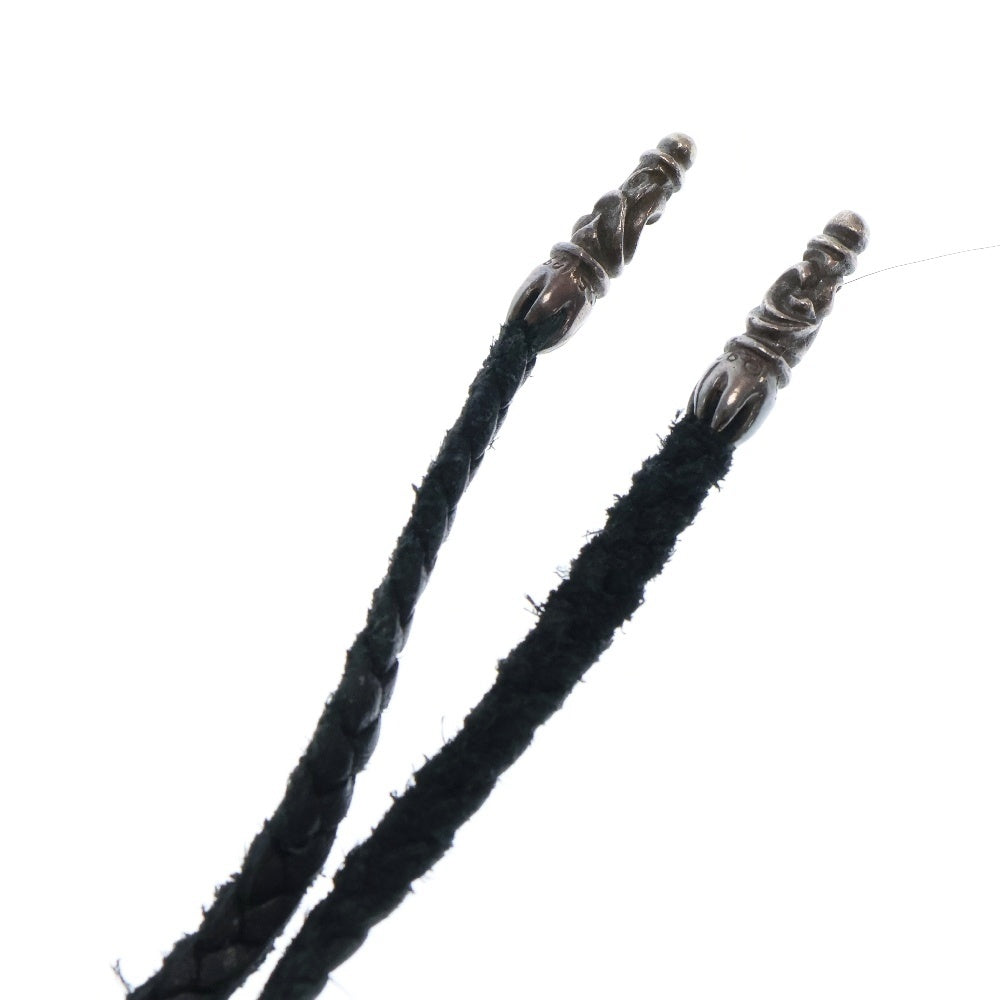CHROME HEARTS(クロムハーツ) LEATHER BRAID SCROLL ネックレス レザーブレイドネックレス ブラック/シルバー BCA377