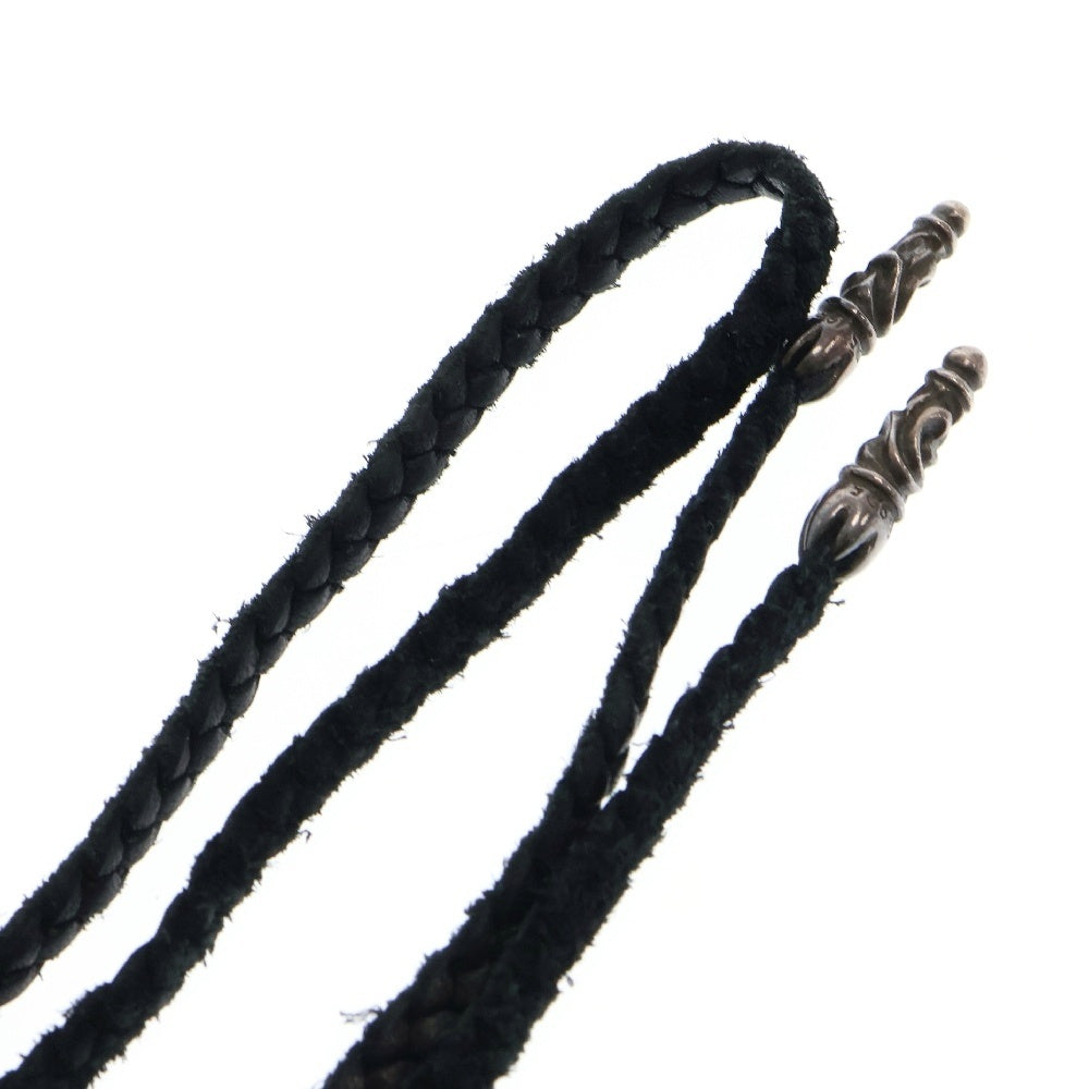 CHROME HEARTS(クロムハーツ) LEATHER BRAID SCROLL ネックレス レザーブレイドネックレス ブラック/シルバー BCA377