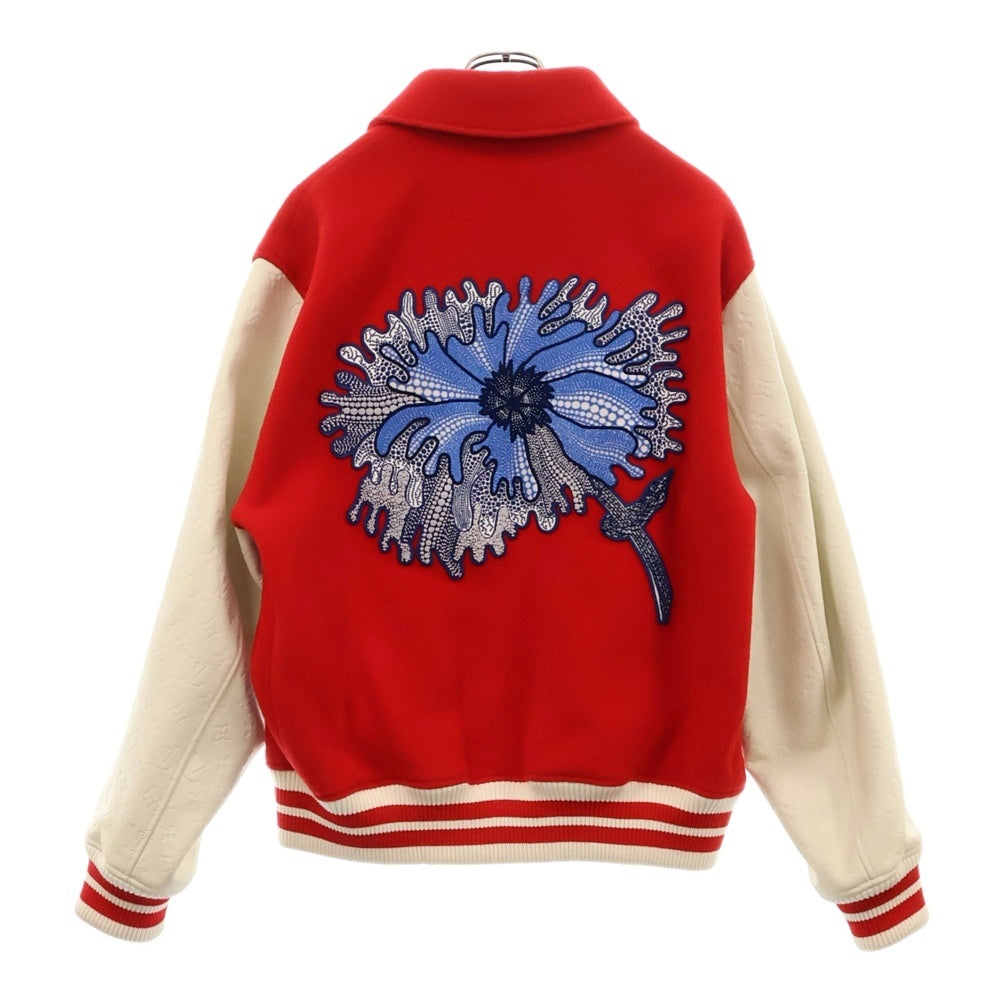 LOUIS VUITTON(ルイヴィトン) 23SS ×草間彌生 ウール レザー切替 スタジャン ジャケット ブルゾン レッド RM231H MJY HOL31E