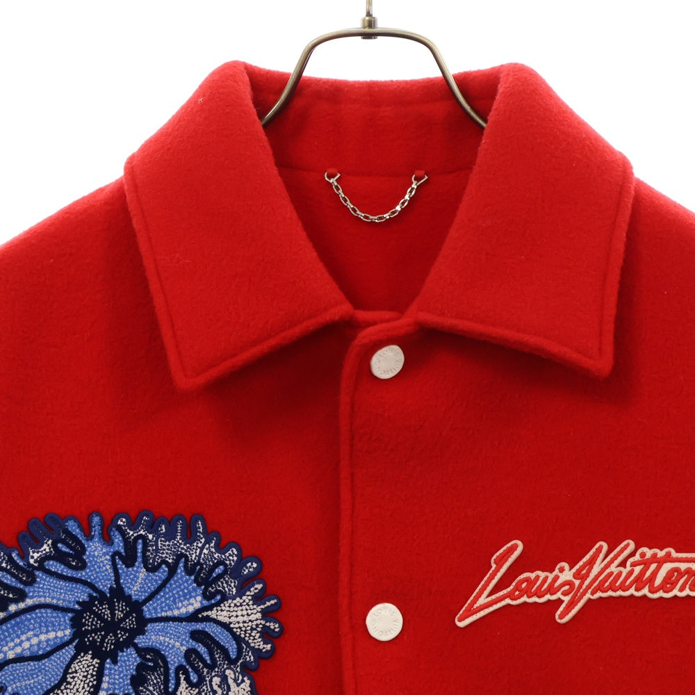 LOUIS VUITTON(ルイヴィトン) 23SS ×草間彌生 ウール レザー切替 スタジャン ジャケット ブルゾン レッド RM231H MJY HOL31E