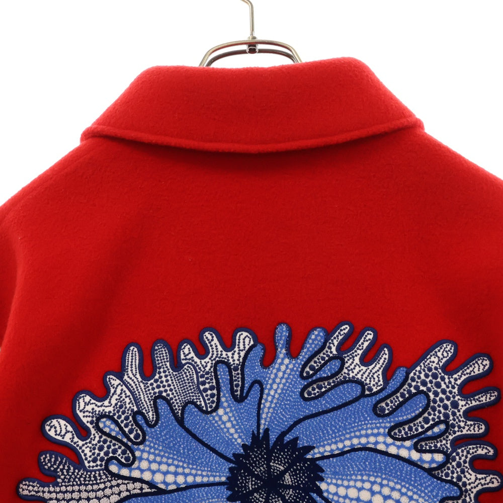 LOUIS VUITTON(ルイヴィトン) 23SS ×草間彌生 ウール レザー切替 スタジャン ジャケット ブルゾン レッド RM231H MJY HOL31E