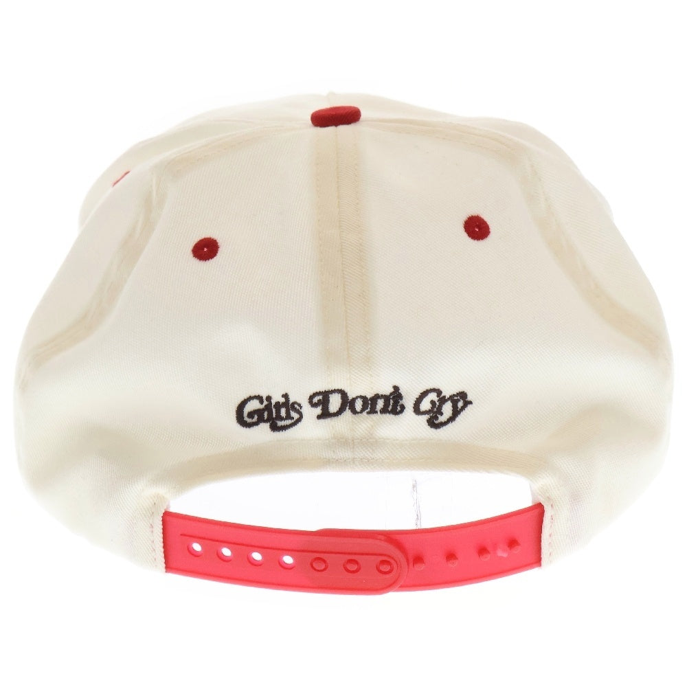 Girls Don't Cry(ガールズドントクライ) ×CHERRY Angel Cap チェリー エンジェル刺繍キャップ ホワイト/レッド