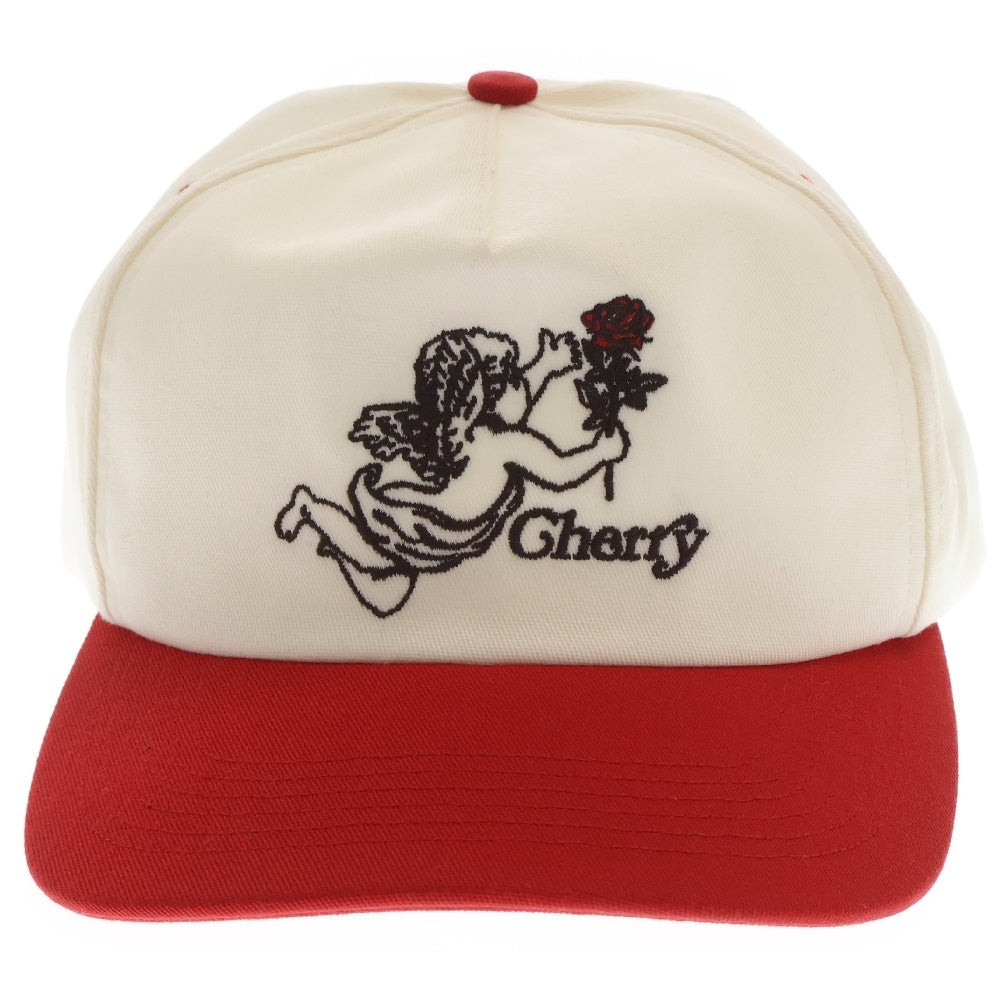 Girls Don't Cry(ガールズドントクライ) ×CHERRY Angel Cap チェリー エンジェル刺繍キャップ ホワイト/レッド