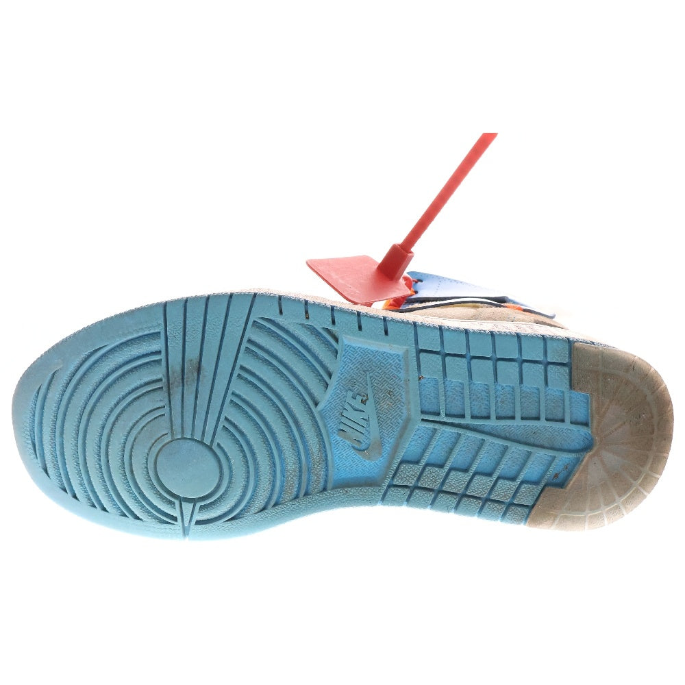 NIKE(ナイキ) ×OFF-WHITE AIR JORDAN 1 POWDER BLUE UNC AQ0818-148 オフホワイト エアジョーダン1 パウダーブルー ハイカットスニーカー ホワイト/ブルー US8/26.0cm