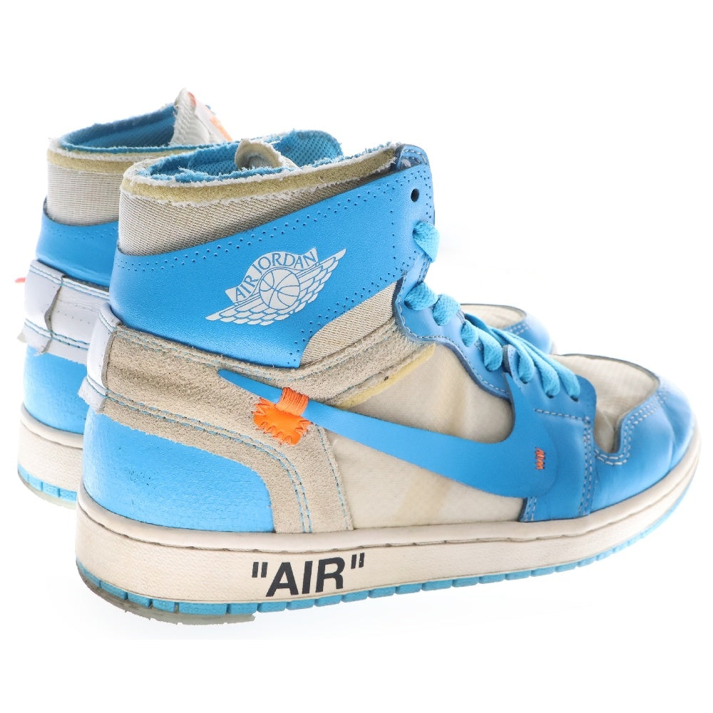 NIKE(ナイキ) ×OFF-WHITE AIR JORDAN 1 POWDER BLUE UNC AQ0818-148 オフホワイト エアジョーダン1 パウダーブルー ハイカットスニーカー ホワイト/ブルー US8/26.0cm