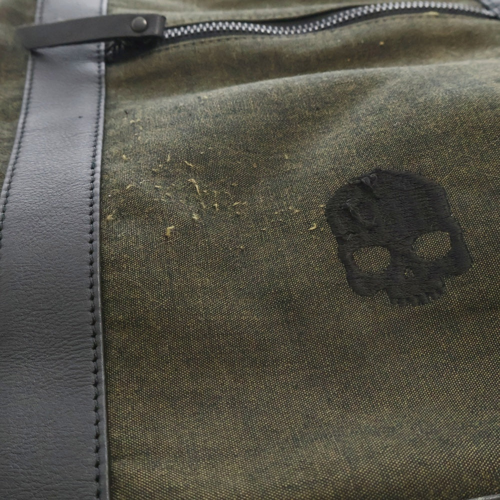 HYDROGEN(ハイドロゲン) スカルロゴ 刺繍 伊勢木綿 白井織布 キャンバス トートバッグ ハンドバッグ カーキ