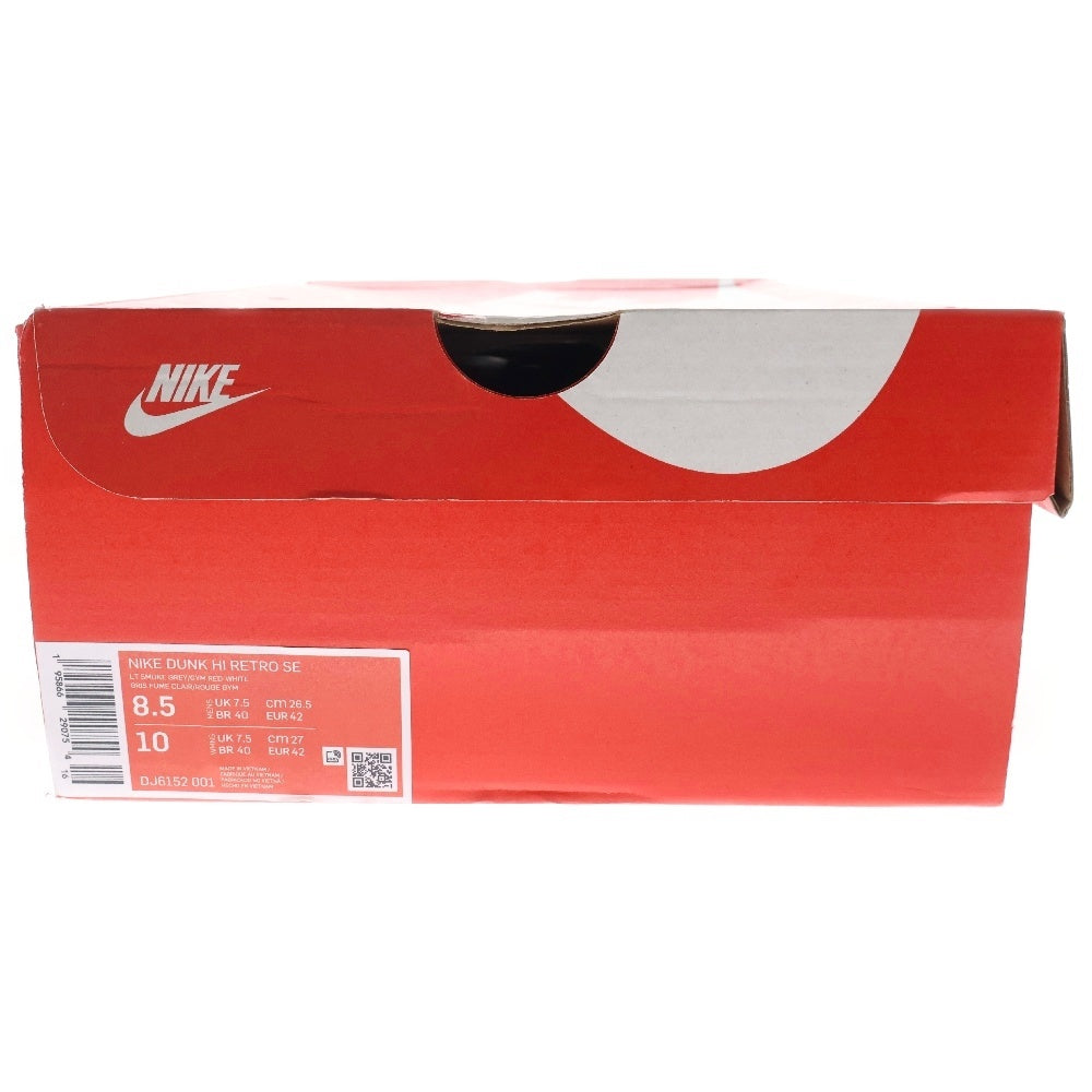 NIKE(ナイキ) DUNK HI RETRO SE DJ6152-001 ダンク ハイカットスニーカー グレー/レッド US8.5/26.5cm