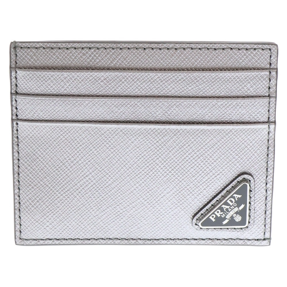 PRADA(プラダ) ロゴプレート レザーカードケース 1MC223 シルバー