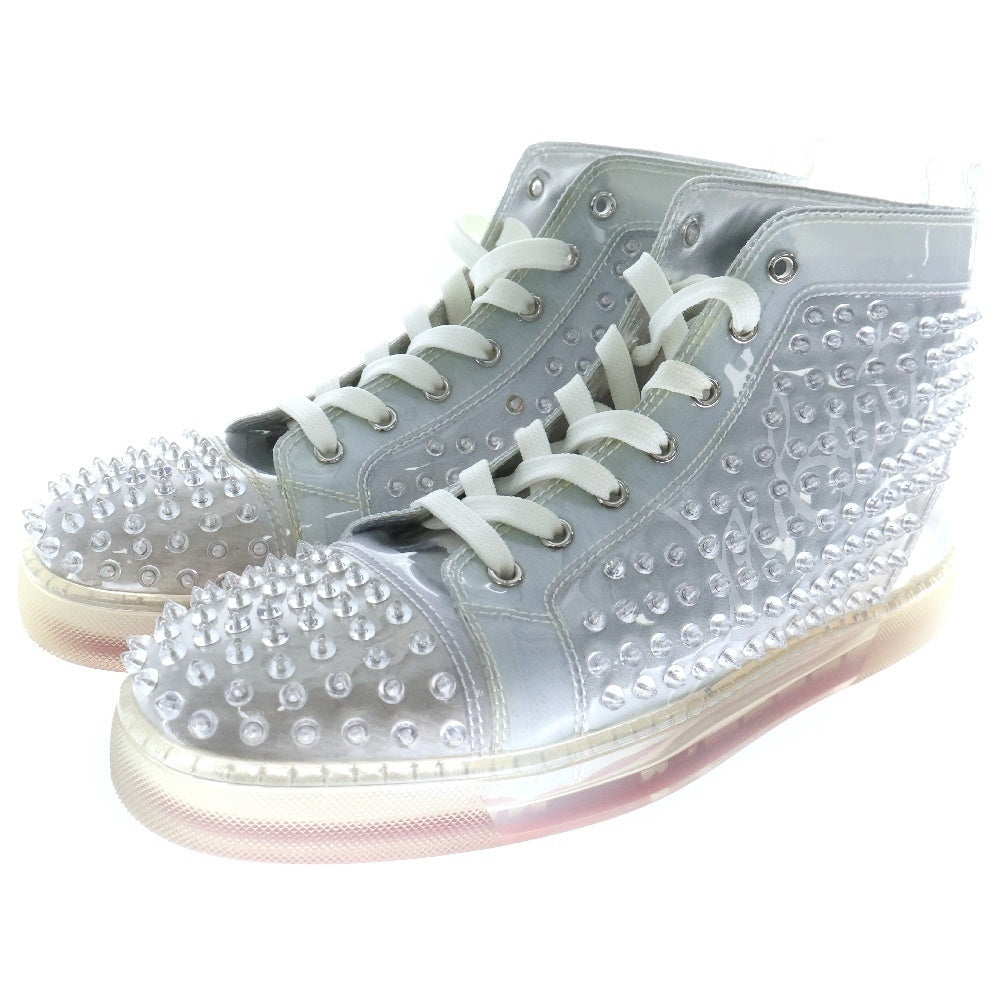 CHRISTIAN LOUBOUTIN(クリスチャンルブタン) LOUIS SPIKES FLAT スパイクスタッズ ハイカットスニーカー クリア/グレー